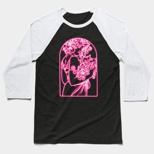 Alphonse Mucha rose Neon Baseball T-Shirt